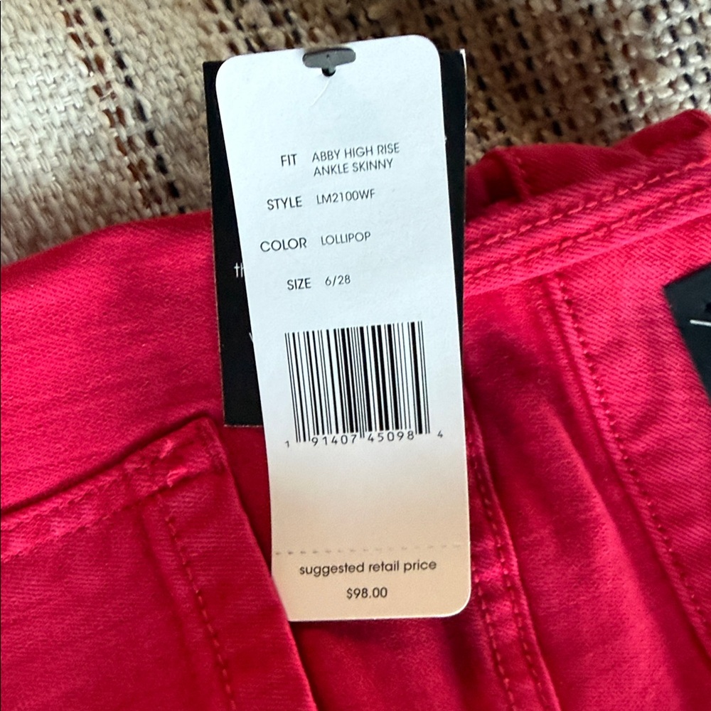 NWT Liverpool Lollipop Red Abby High Rise Ankle Skinny denim Jeans. Size 6 / 28 - Picture 6 of 9